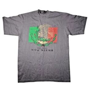 Vintage 1993 Shoe Palace Viva Mexico Graphic Tee Gray XL Eagle Snake Flag USA